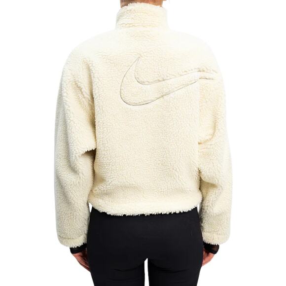 Nike Jacket Womens Small White Logo Sherpa Fleece Stand Collar Stay Warm CU66396 - Picture 2 of 13